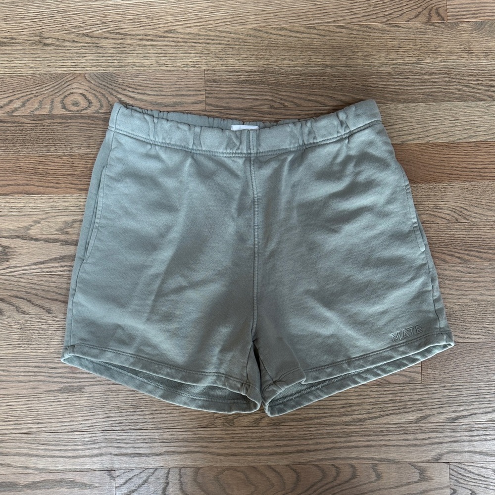 Mate The Label 100% cotton shorts blue grey green size medium